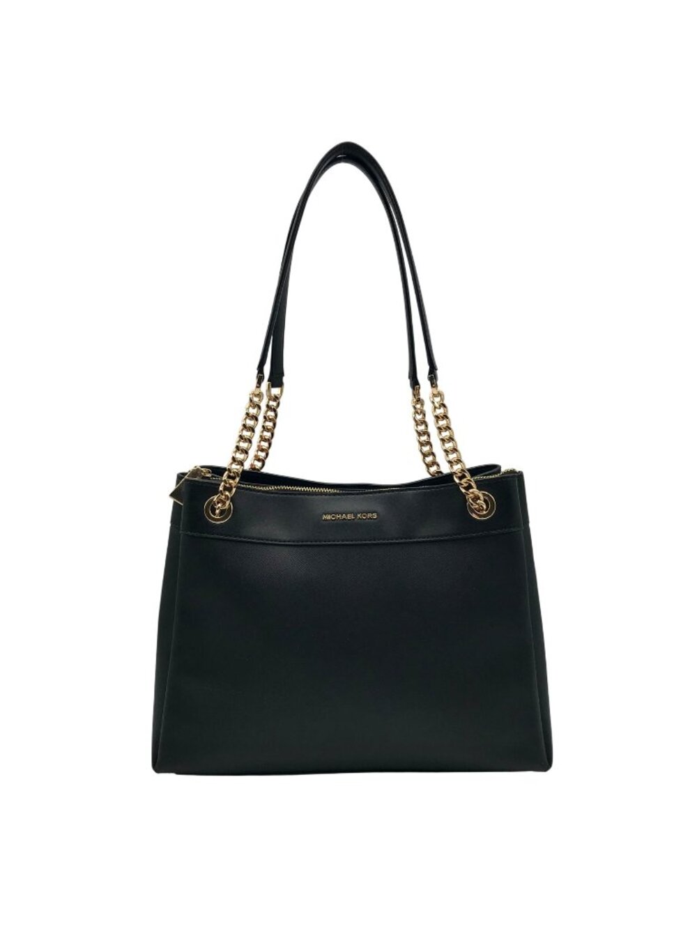 Michael Kors Black Saffiano Leather Lori Chain Tote Bag